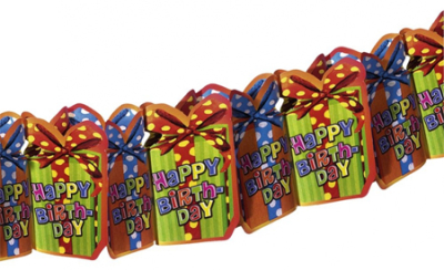 Гирлянда-растяжка Herlitz Happy Birthday Presents бумажная 350см