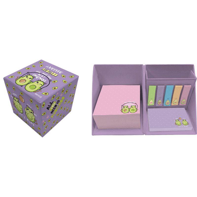 Диспенсер-органайзер с липкими блоками закладками deVENTE 'Avocado' с отделением для ручек настольный сборный