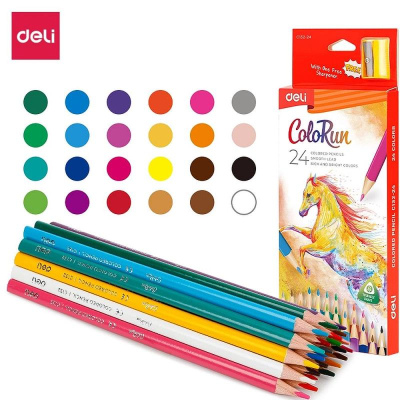 Карандаши&nbsp;&nbsp;24цв Deli 'ColoRun' трехгранные +точилка в&nbsp;&nbsp;картонной коробке