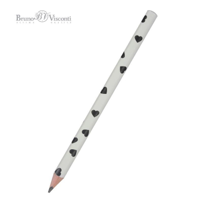 Карандаш BrunoVisconti® 'HappyGraphix' Jumbo 4B трехгранный корпус 'Монохром. Сердечки'