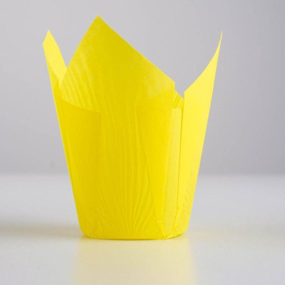 Форма для выпечки маффинов бумажная Тюльпан 50х80мм желтая 180шт