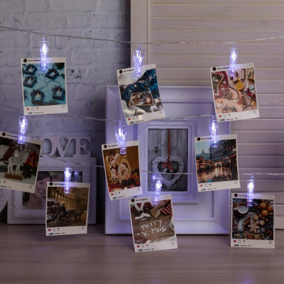 Электрогирлянда&nbsp;&nbsp;4.5м Прищепки 20 белых LED ламп