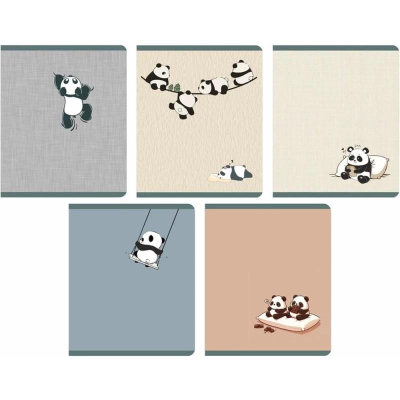 Тетрадь A5&nbsp;&nbsp;48л клетка на скрепке Lamark картонная матовая обложка 'День панды' 5 дизайнов