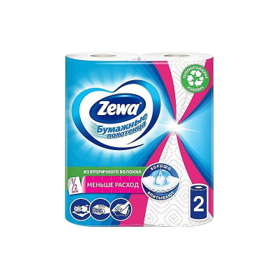 Полотенце бумажное Zewa Plus 2 слоя 112л 12х23см  2рул с тиснением