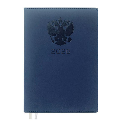 Ежедневник 2026 A5 deVENTE 'Emblem' 336стр тонированный блок твердая обложка искусственная кожа синий