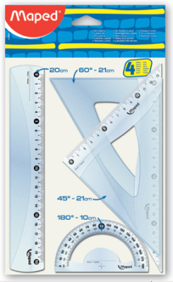 Чертежный набор Maped 'Start' линейка 20см угольники 30°/20см 45°/14см транспортир 180°/10см