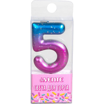 Свеча-цифра для торта deVENTE 'Degrade' '5'&nbsp;&nbsp;6см блистере