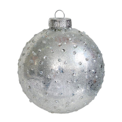 Шар  80мм серебро 'Античный' стекло