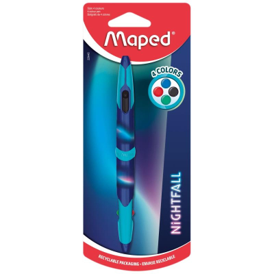 Ручка шариковая автоматическая  4 цв Maped 1.0мм Twin Tip Nightfall синий/черный/красный/зеленый 2-сторонняя в блистере