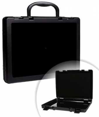 Портфель-кейс A4+  35х25х5см СТАММ пластиковый черный