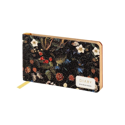 Еженедельник карманный 14х8см BrunoVisconti® 160стр тонированный блок гибкая обложка искусственная кожа 'Flora' Лесные ягоды