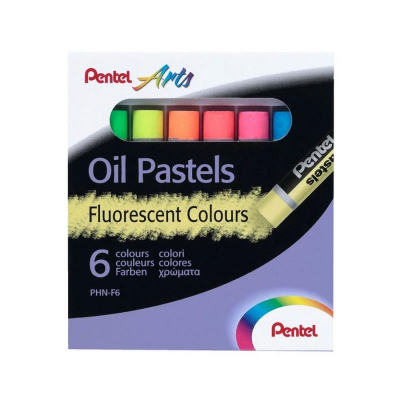 Пастель масляная Pentel Arts Oil Pastels  6цв d-8мм 60мм 'Флуоресцентная' в картонной коробке