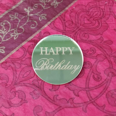 Топпер 'Happy Вirthday!' серебро акрил