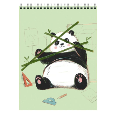 Блокнот A6&nbsp;&nbsp;60л клетка на гребне Listoff® 'Панда'