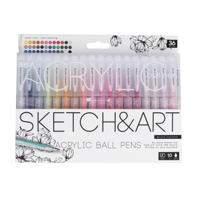 Ручки акриловые BrunoVisconti® Sketch&Art 36цв 1.0мм в картонной коробке