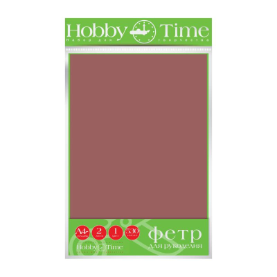 Фетр цветной 20х29см 4мм 2л Hobby Time коричневый