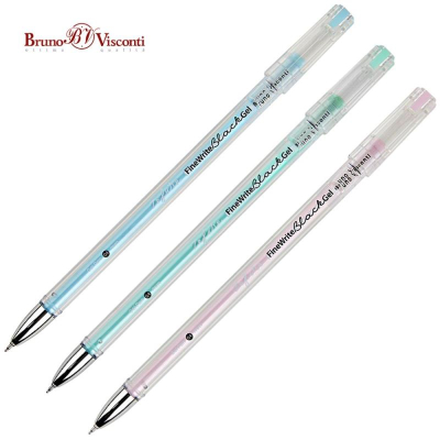 Ручка гелевая BrunoVisconti® 0.5мм 'FineWrite' 'Zefir' игольчатый стержень черная цвет корпуса&nbsp;&nbsp;ассорти