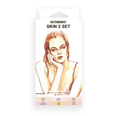 Маркеры художественные спиртовые Sketchmarker 'Skin-2'  6цв двусторонние в картонной коробке