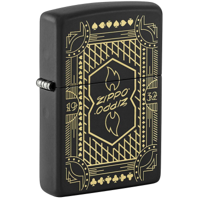 Зажигалка бензиновая Zippo Classic 'Lines Design' с покрытием Black Matte матовая черная