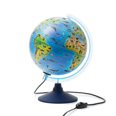 Глобус Земли настольный Globen  25см зоогеографический Интерактивный Детский с подсветкой