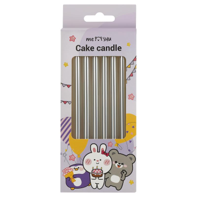 Свечи для торта MESHU 'Straight gold' 11см 6шт серебро