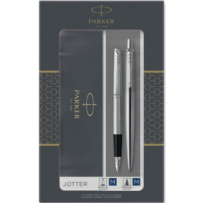 Набор ручка перьевая +шариковая Parker Jotter Stainless Steel CT