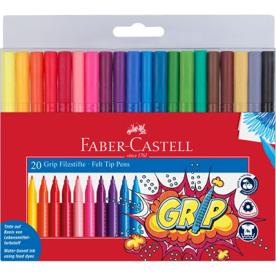 Фломастеры  20цв Faber-Castell 'Grip' в пластиковой упаковке
