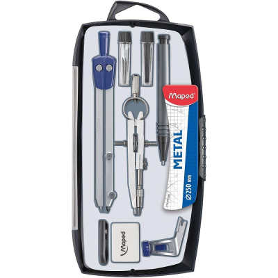 Готовальня&nbsp;&nbsp; 8 предметов&nbsp;&nbsp;Maped 'Start' Metal в ударопрочном футляре
