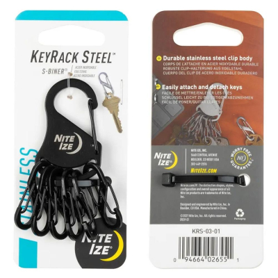 Брелок для ключей Nite Ize KeyRack Steel S-Biner®&nbsp;&nbsp;6 карабинов черный
