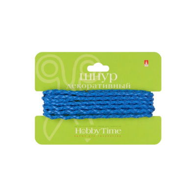 Шнур декоративный из экокожи плетеный Hobby Time круглый 3мм х2м синий