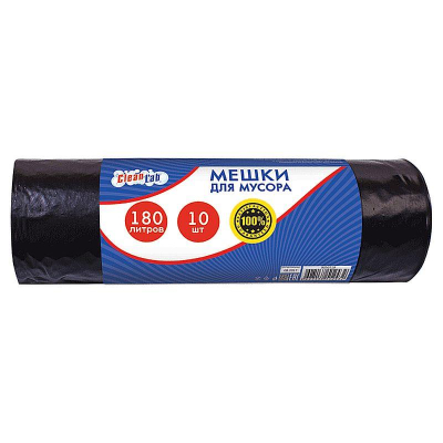 Пакет для мусора 180л/85х110см  50мкм CleanLab 10шт черный