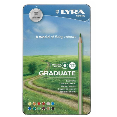 Карандаши цветные художественные Lyra Graduate 12цв в металлической коробке