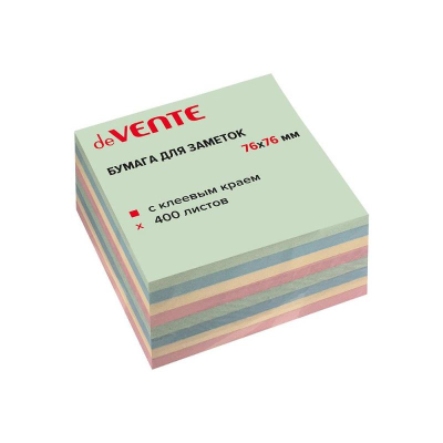 Липкий блок&nbsp;&nbsp;76х 76мм deVENTE 400л&nbsp;&nbsp;4 цвета 'Пастельная радуга'