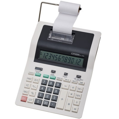 Калькулятор настольный с печатью Citizen 12 разрядов 2цв  2.4строк/сек