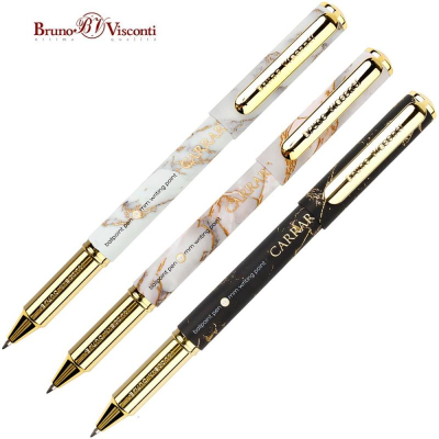 Ручка шариковая BrunoVisconti® 0.7мм 'Carrara' в тубе синяя 3 дизайна