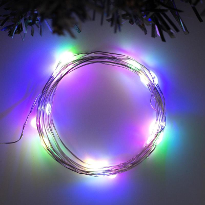Электрогирлянда&nbsp;&nbsp;2.0м Нить 20 разноцветных LED ламп серебристый провод