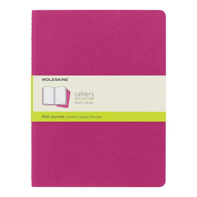 Записная книжка A4-  60л без линовки Moleskine® Cahier XLarge 3шт картонная обложка розовая