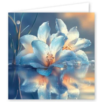 Бирка для упаковки картонная 70х70мм 'Синие цветы'