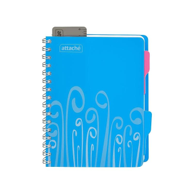 Тетрадь A5 140л клетка на гребне Attache пластиковая обложка с разделителями 'Fantasy' голубая