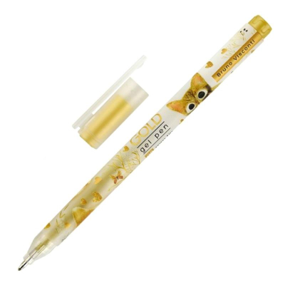 Ручка гелевая BrunoVisconti® 0.8мм 'UniWrite' 'Котики делают нас счастливыми' золото