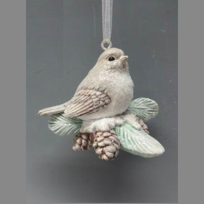 Птичка на шишках 6х4х6см полистоун