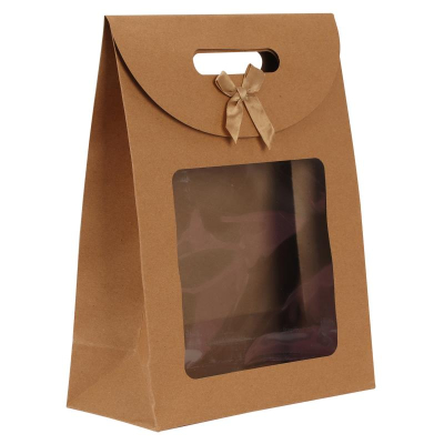 Пакет подарочный 24х32х12см крафт с окном