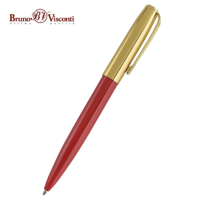 Ручка шариковая BrunoVisconti® 'Napoli' 1.0мм металлический корпус красный/золото в футляре синие чернила