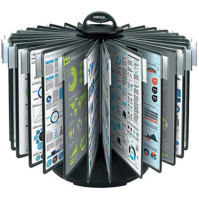 Демо-система настольная A4 ProMega Office 'Карусель' 30 панелей с табуляторами вращающаяся черная