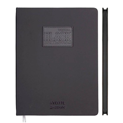 Дневник универсальный deVENTE твердая обложка искусственная кожа аппликация лак 'Total Black'