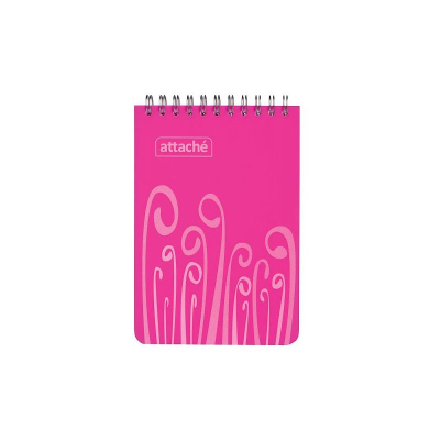 Блокнот A6  80л клетка на гребне Attache пластиковая обложка 'Fantasy' розовый