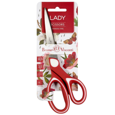 Ножницы 20см BrunoVisconti® 'Flora' с резиновыми вставками Soft Touch в блистере