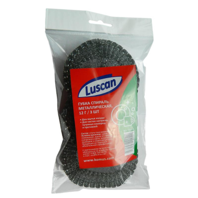 Губка для посуды металлическая Luscan 100x100x15мм  3шт