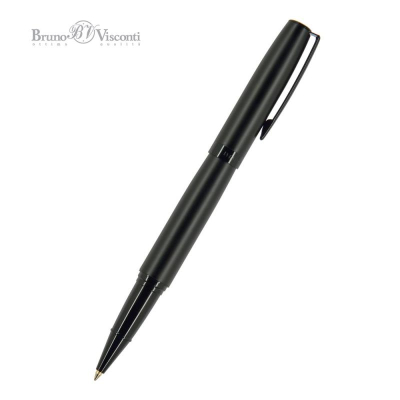 Роллер BrunoVisconti® 'Sorrento' 0.7мм металлический Soft Touch черный корпус в картонном тубусе синие чернила