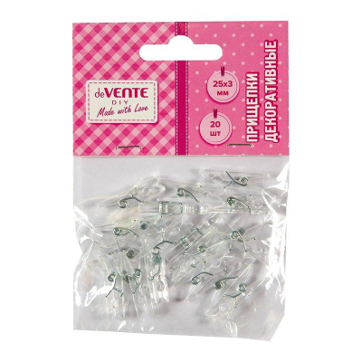 Прищепки декоративные пластиковые deVENTE&nbsp;&nbsp;2.5см 20шт 'Transparent' прозрачные